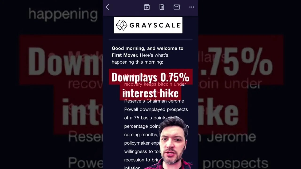Bitcoin Drops Powel downplays 0.75% interest Hike.