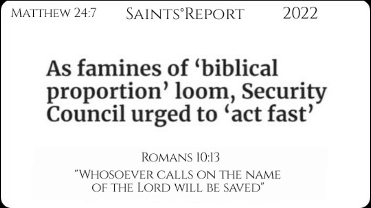 1620. FAMINE🚨Inevitable🚨Global🚨PROPHECIED