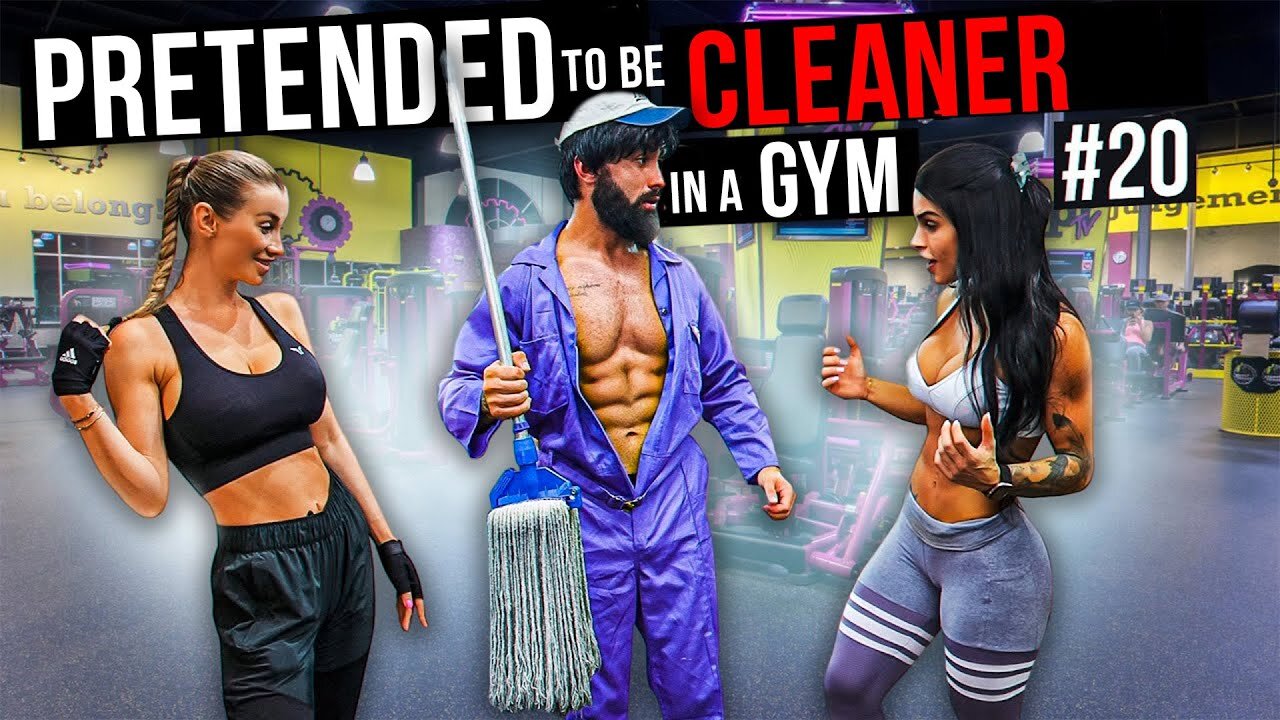 CRAZY CLEANER surprise GIRLS in a GYM prank - Aesthetics in public reactions