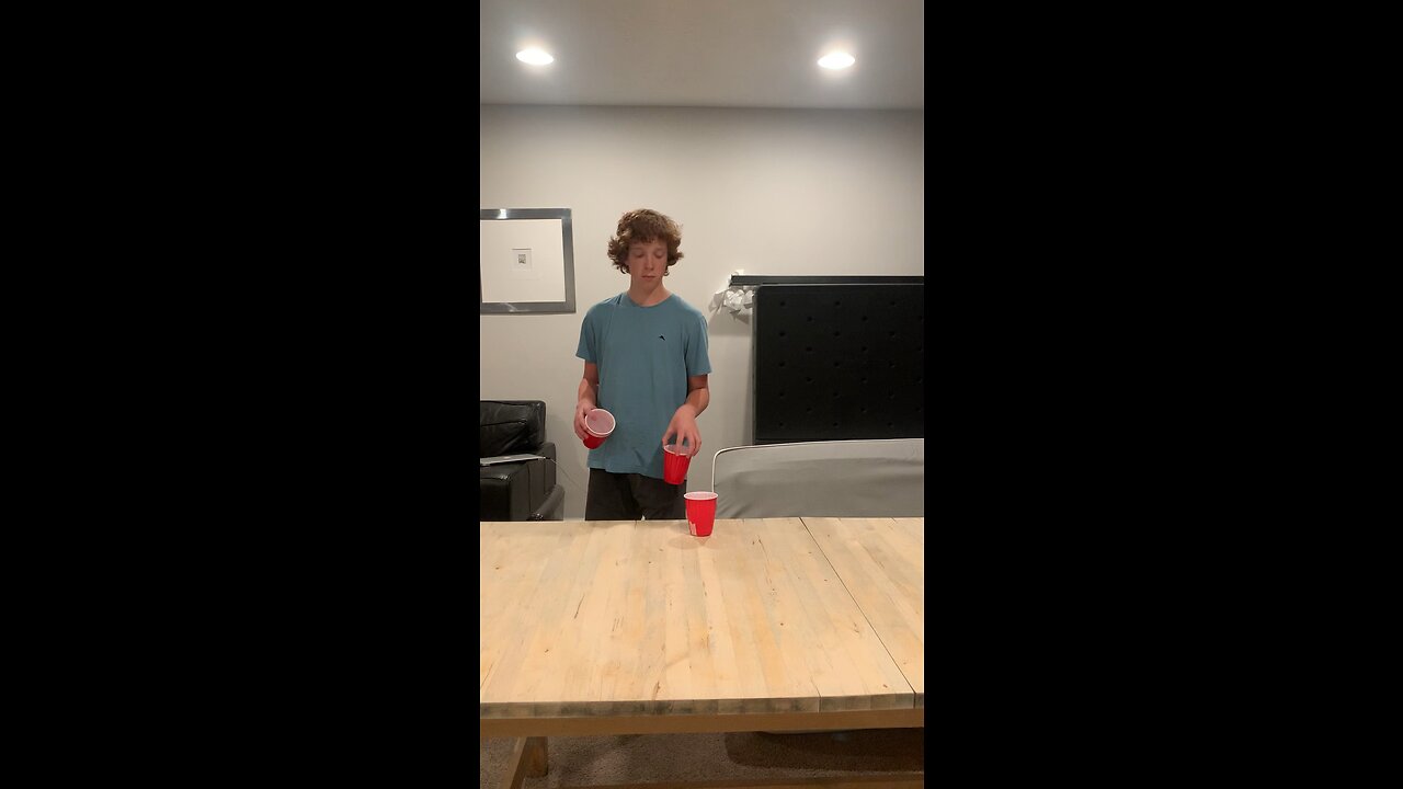 Insane Cup flipping trick shot in a row