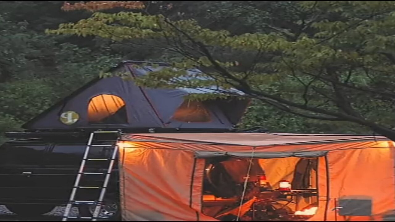 car camping camping in the rain