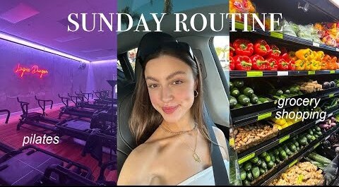 sunday reset routine: pilates, cleaning & grocery shopping