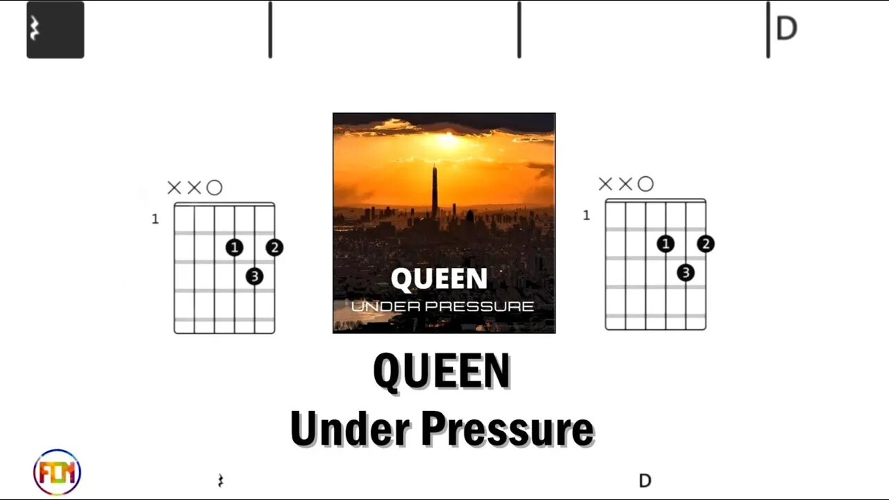 QUEEN Under Pressure - Guitar Chords & Lyrics HD