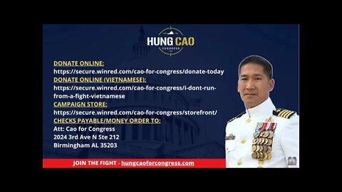 Live Stream Fund Raising Event for Hung Cao for Congress in Reston on 4/24/2022 from 9:30-11;00am