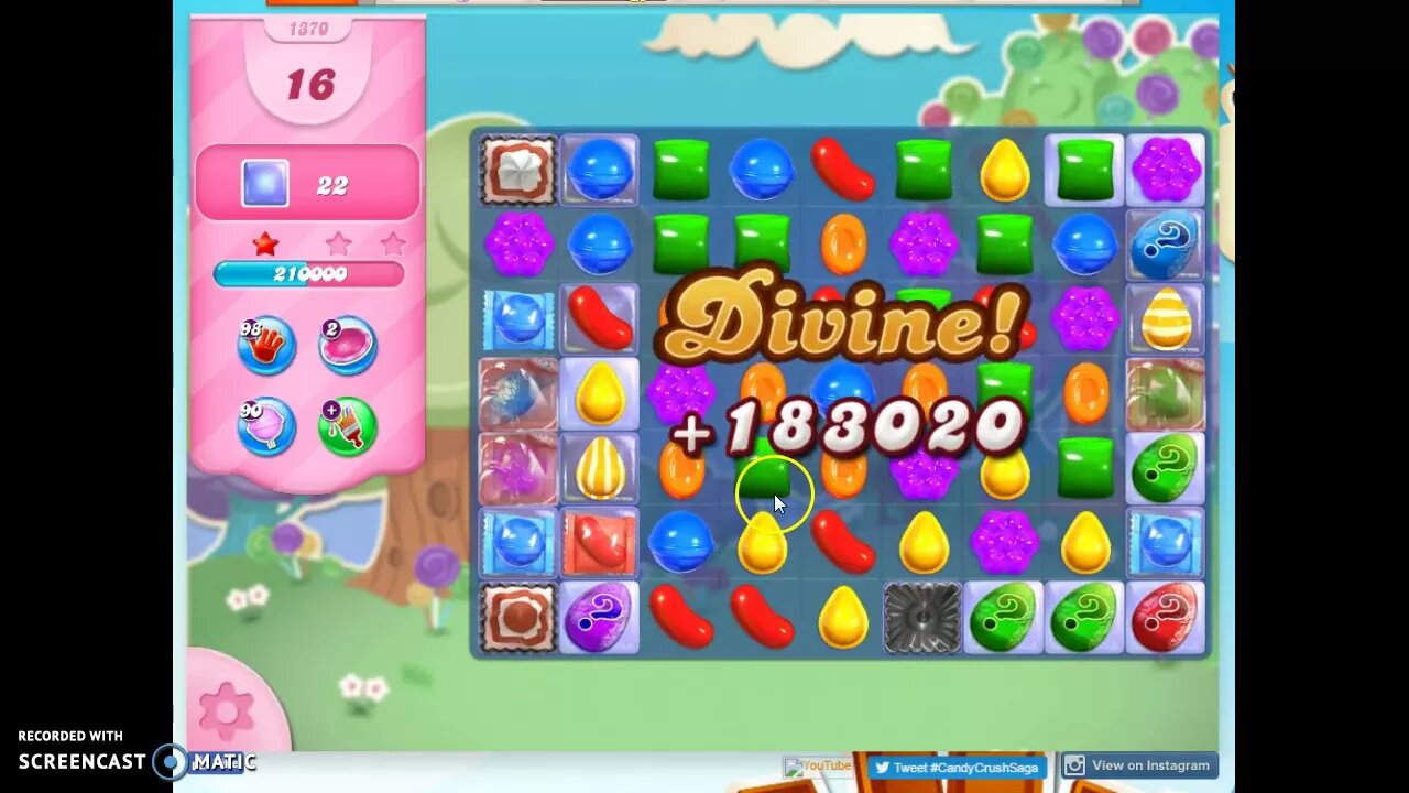 Candy Crush Level 1370 Audio Talkthrough, 1 Star 0 Boosters