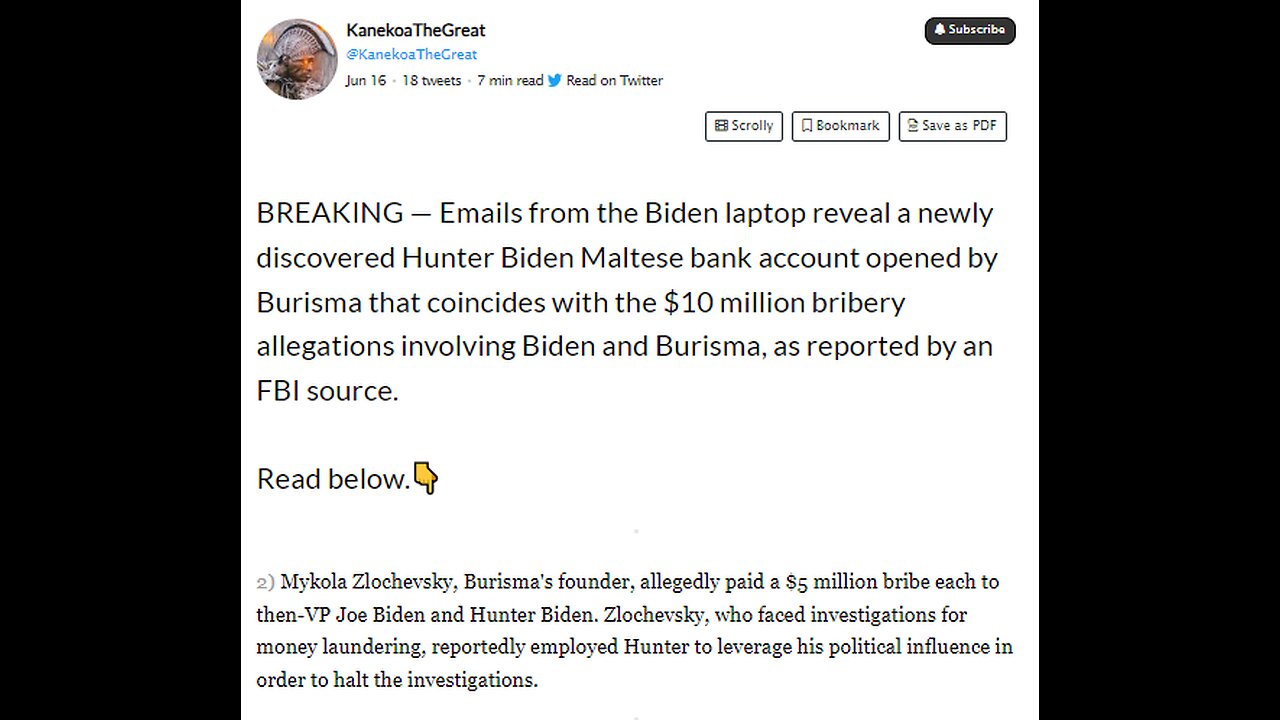 Bidens COERCED Bursima Head Into $10M Bribery Scandal, Per FBI Source: Report 6-16-23 The Hill