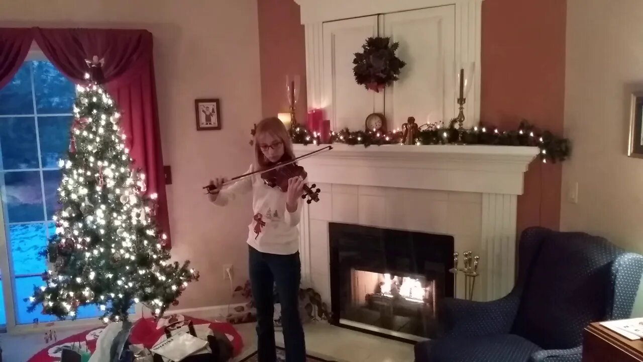 Lauren Playing Away in a Manger on Violin