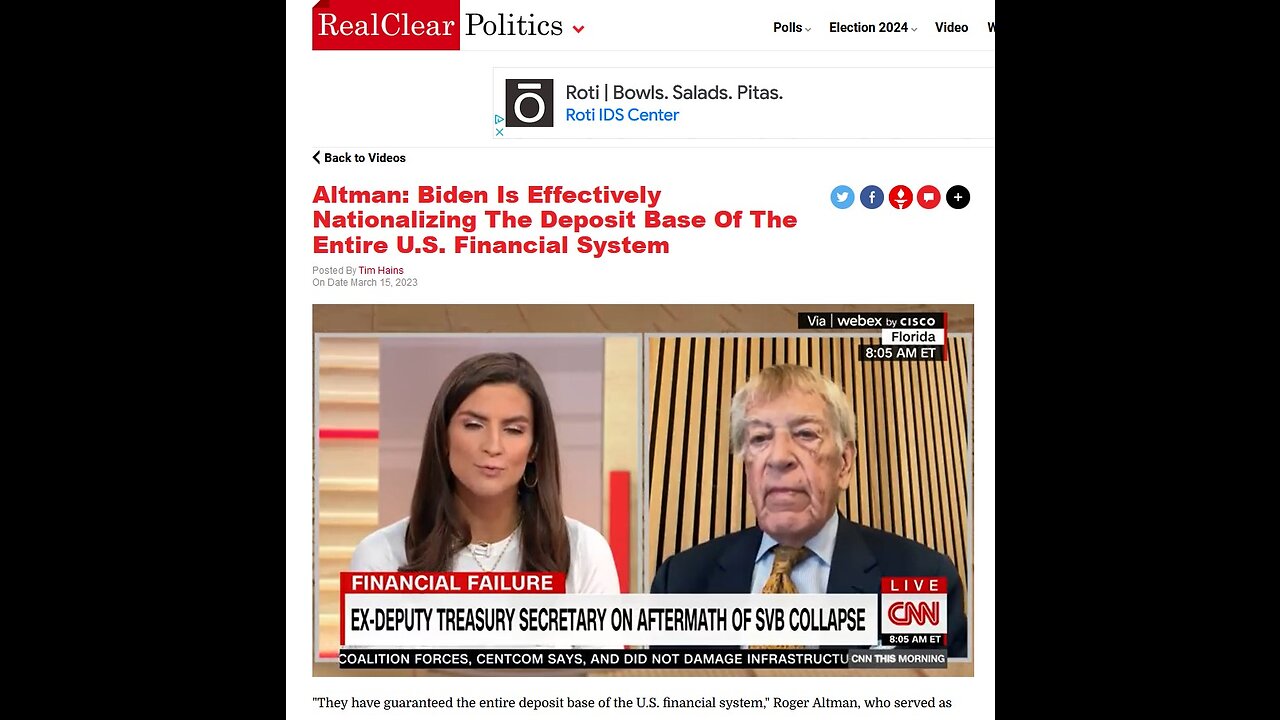 Altman: Biden Is Effectively Nationalizing The Deposit Base Of The Entire U.S. Financial System