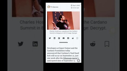 Cardano Vasil Hard Fork Gets a Hard Date #cryptomash #cardano #ytshorts #cryptonews #viral #trending