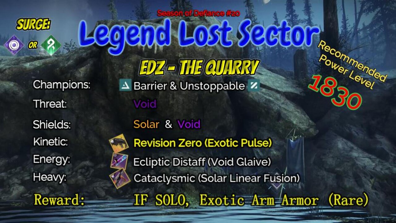 Destiny 2 Legend Lost Sector: EDZ - The Quarry on my Hunter 4-7-23