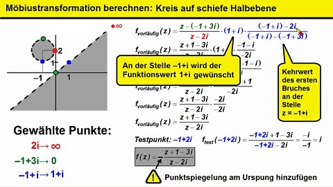 Möbiustransformation berechnen ►Kreis auf diagonale Halbebene