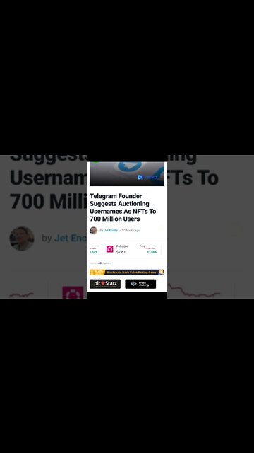 Telegram Founder Suggests Auctioning Usernames As NFTs To 700 Million Users @AltcoinDaily