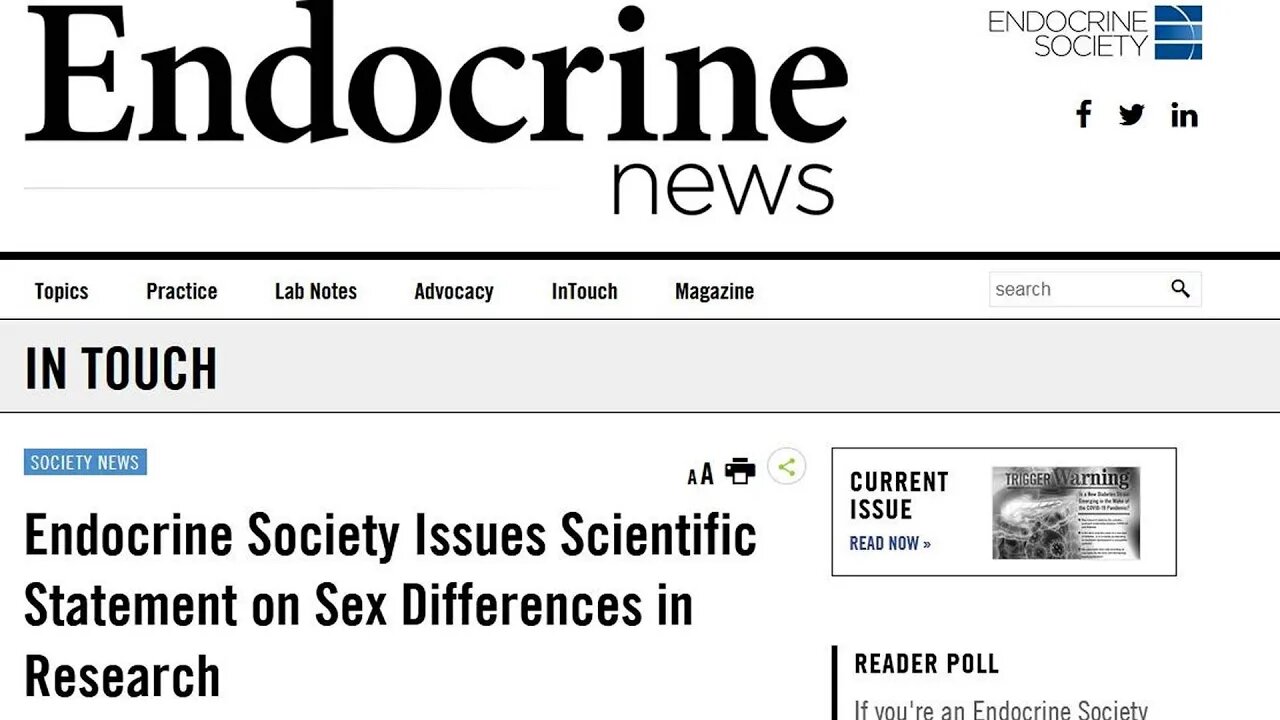 Sex is real, fixed and defined at conception, gender more variable, says the Endocrine Society