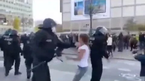 young girl redicule fascist covid police