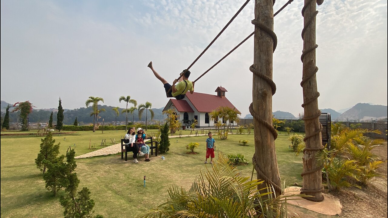 Jared swings fast on the swing