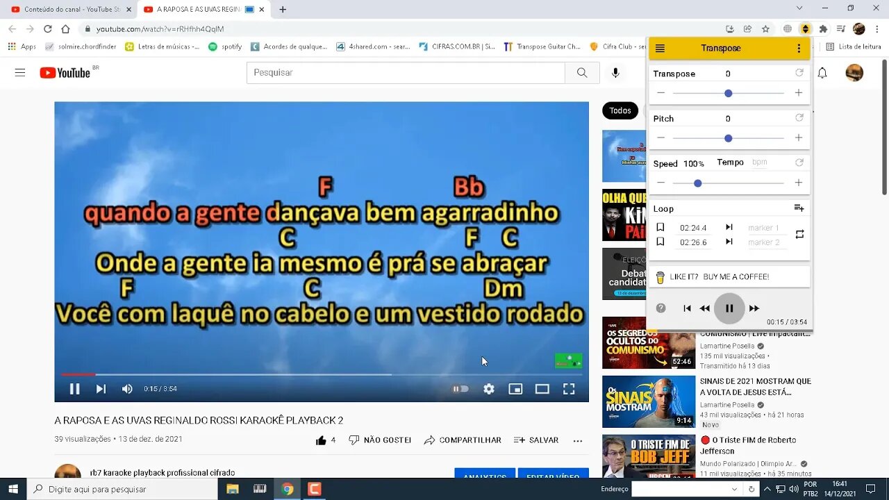 COMO MUDAR O TOM DE KARAOKE DIRETO NO YOUTUBE( no google chrome)