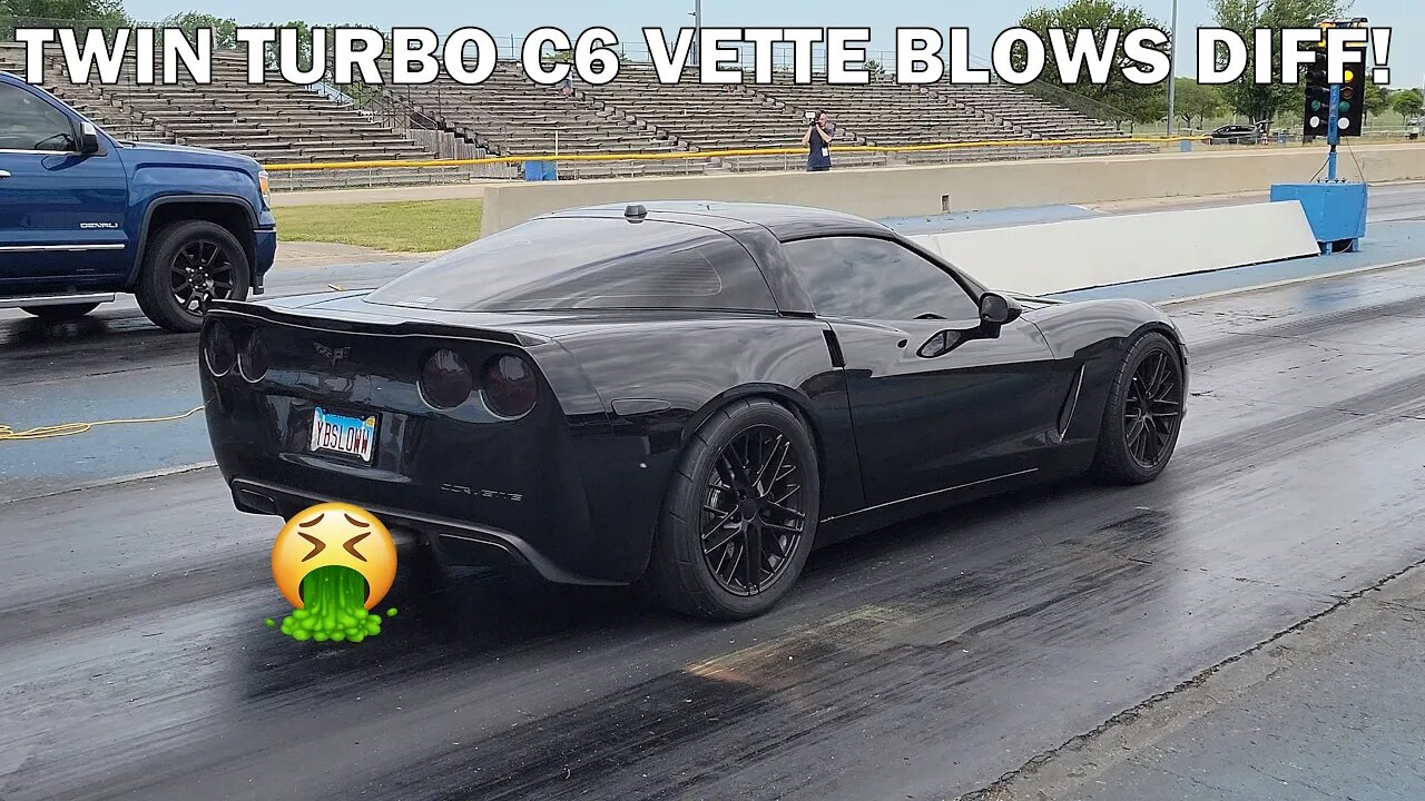 Twin Turbo C6 Corvette Blows Diff on Drag Strip Launch