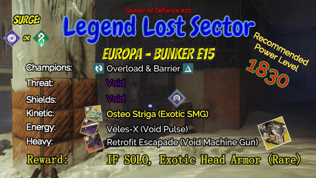 Destiny 2 Legend Lost Sector: Europa - Bunker E15 on my Strand Warlock 5-3-23