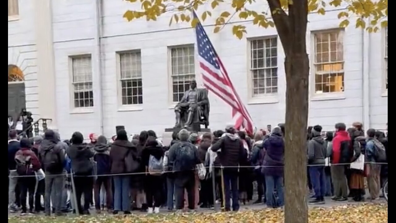 Brainwashed Harvard Students Rip Down American Flag