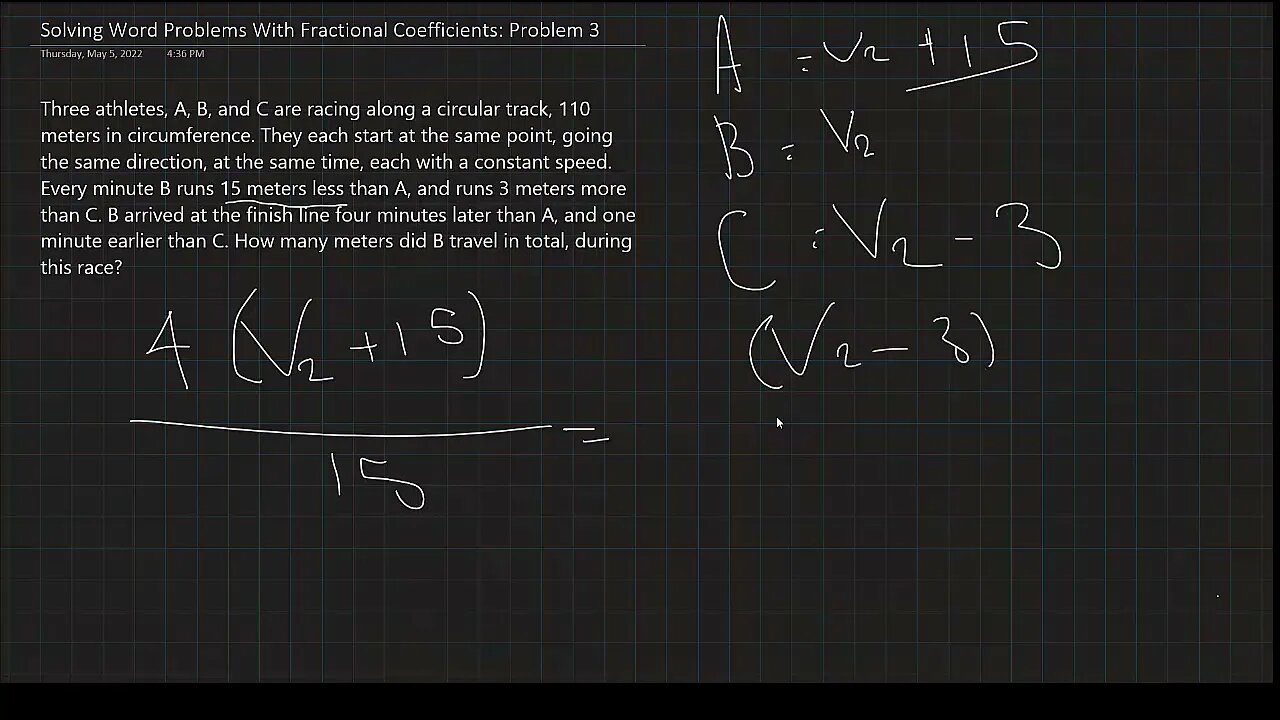 Word Problems With Fractional Coefficients: Problem 3