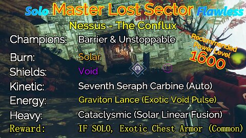 Destiny 2 Master Lost Sector: Nessus - The Conflux on my Warlock Solo-Flawless 11-22-22