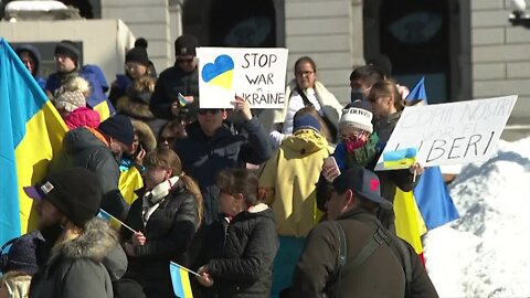 Dozens gather at the Colorado State Capitol in solidarity with Ukraine following Russian invasion