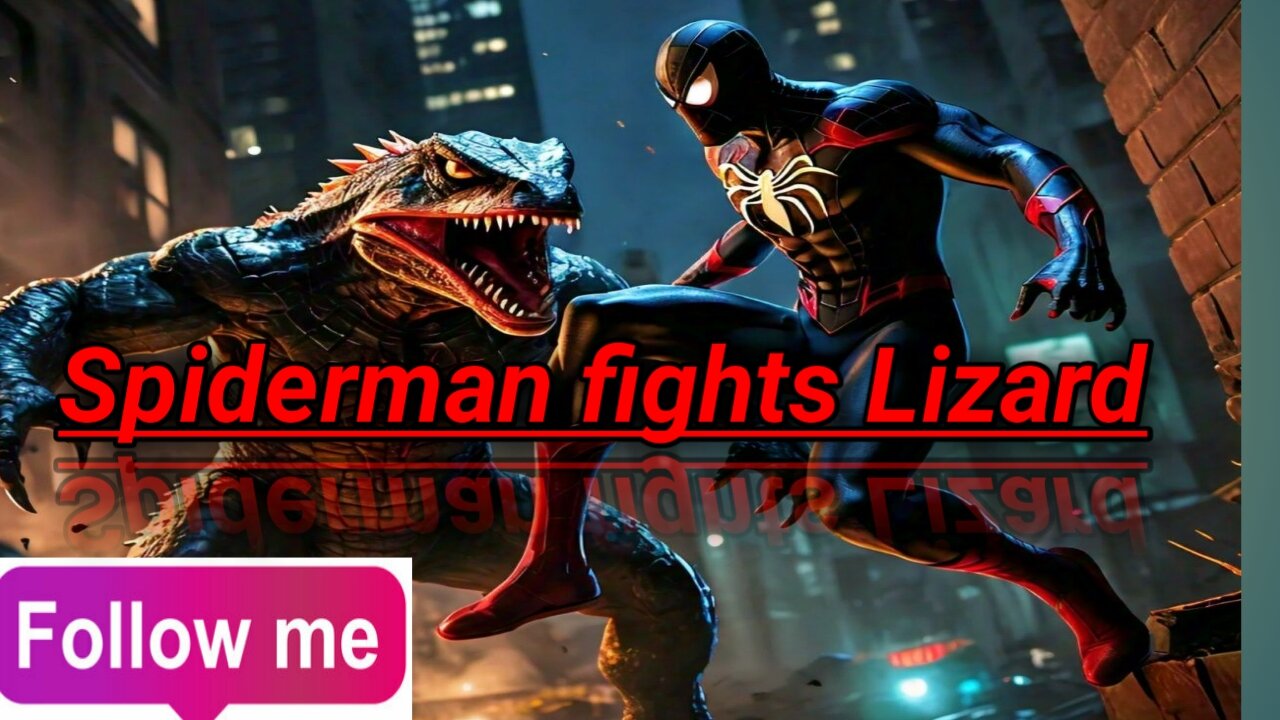 Black Spiderman fights Lizard