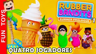 RUBBER BANDITS - Luta de Bonecos Engraçados no BATALHA em FAMÍLIA, com QUATRO JOGADORES! #01