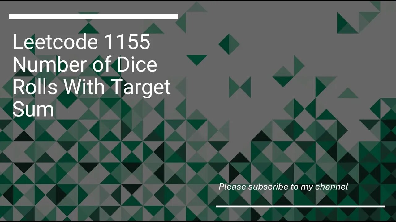 Leetcode 1155 Number of Dice Rolls With Target Sum