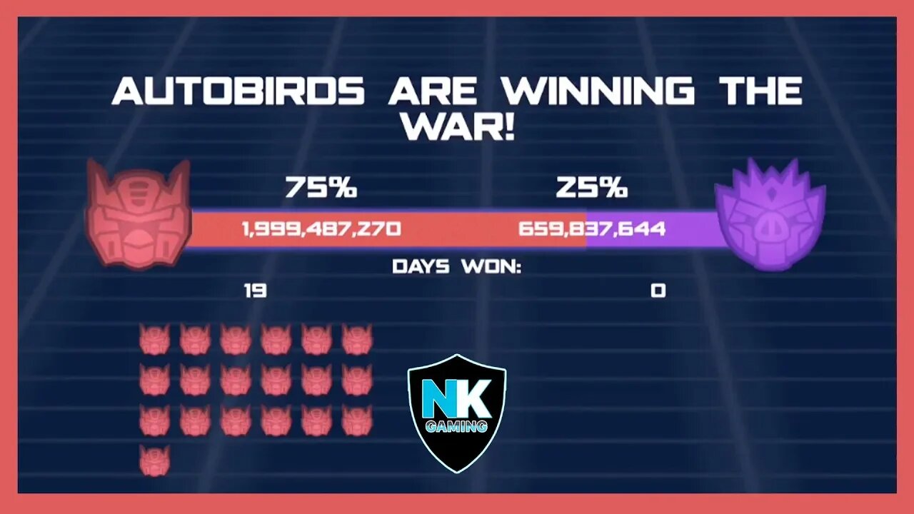 Angry Birds Transformers 2.0 - War Pass Day 19 Results + Gold Run With Nemesis Hotrod & Cosmos