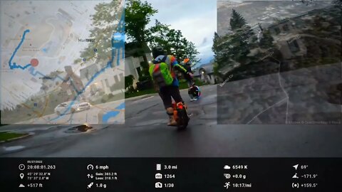 4K electric unicycle dashcam tour of Montréal, Québec 10 miles in 120 seconds (with telemetry HUD)