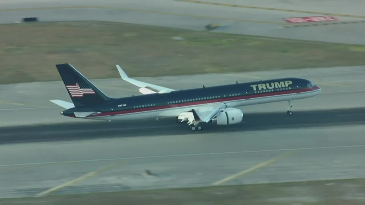 Donald Trump's plane lands in Palm Beach County after New York arraignment