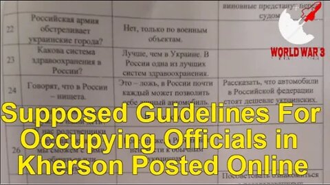 Supposed Guidelines For Occupying Officials in Kherson Posted Online - World war 3