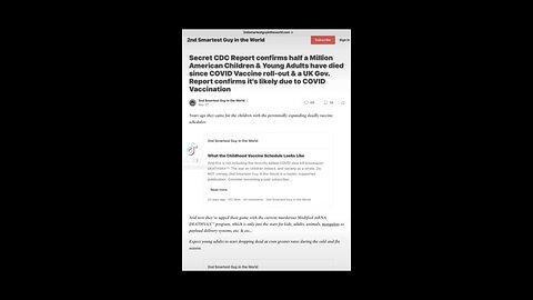 CDC Quietly Releases, Half a Million Young Adults & Children Have Died Since Vax Rollout!💉