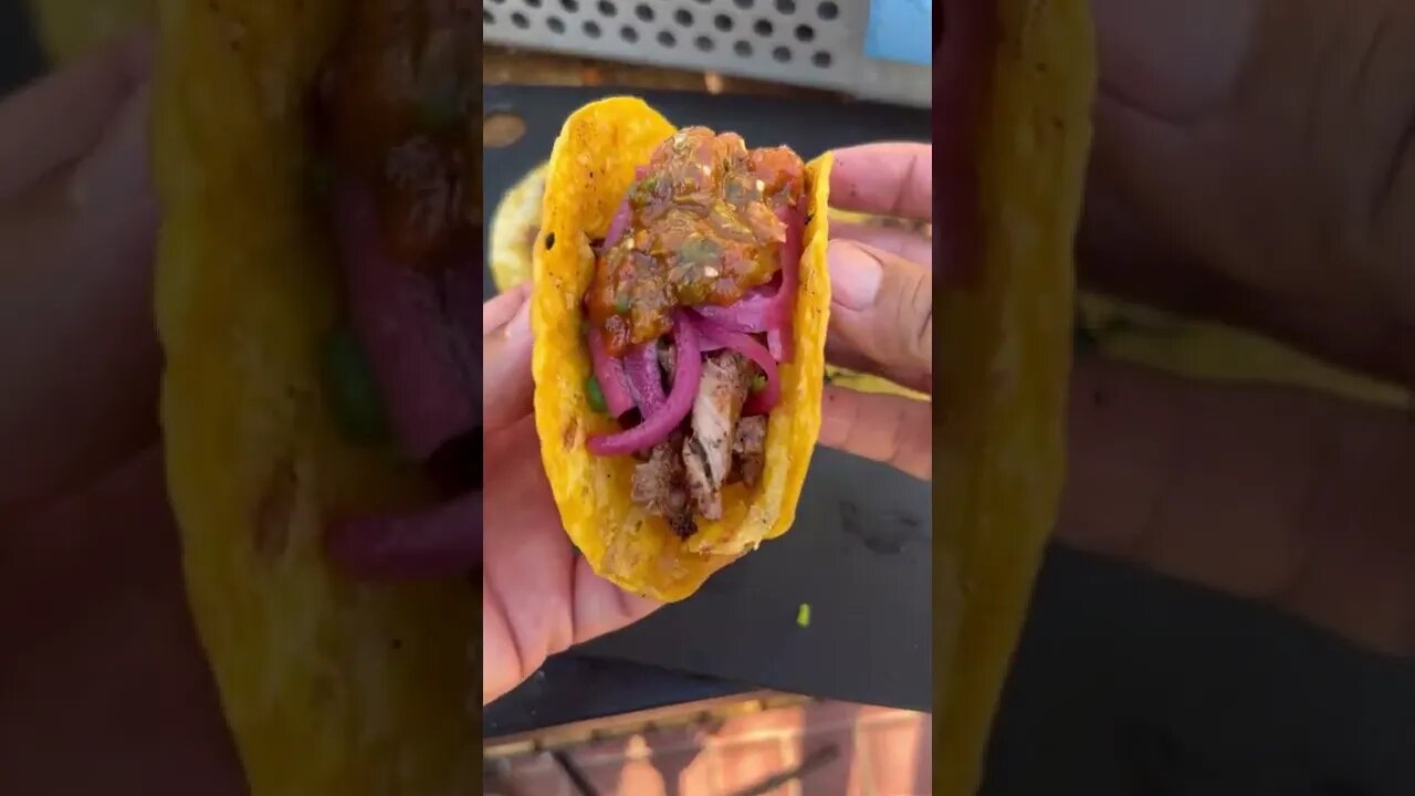 Carne asada tacos with a bone marrow salsa