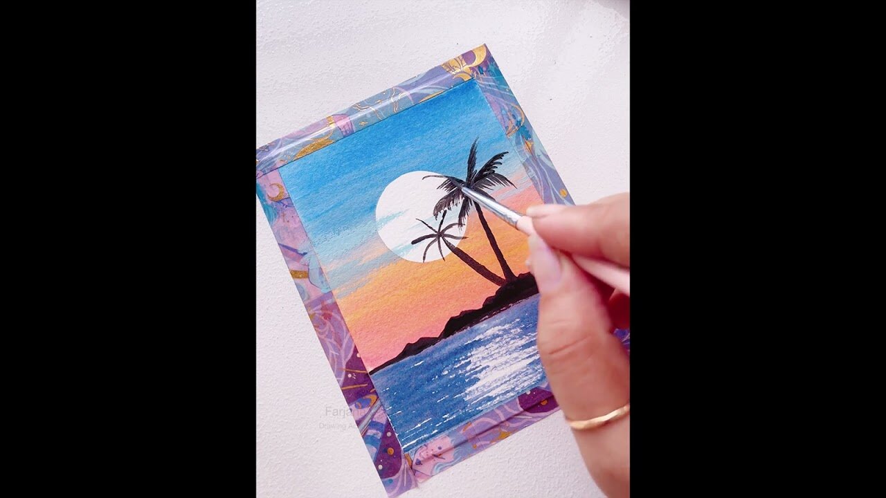 Easy Watercolor Painting Tutorial || sunset scenery painting #art #painting