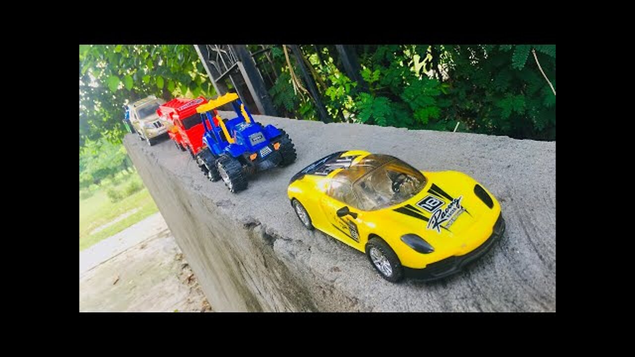 Satisfying Toy CNG Auto Rickshaw, School Bus, Sports Car,Hand Driving On Boundary Wall - 🚂