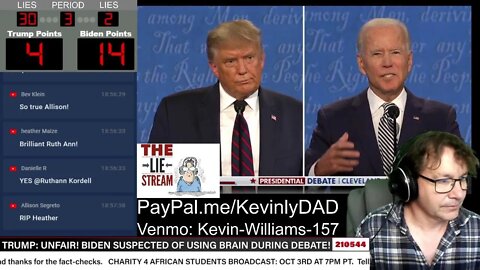 PRES DEBATE WITH SCOREBOARD. Trump blows the lie count out of the water on the #LieStream.