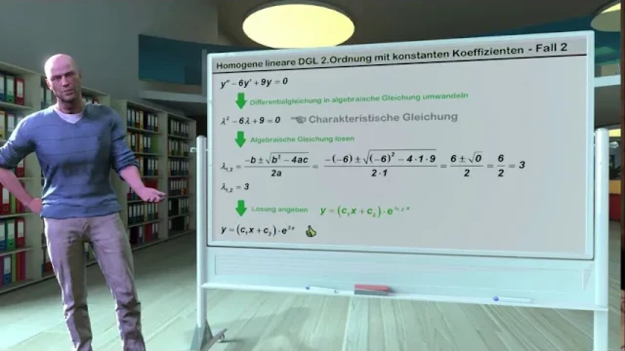 Homogene lineare gewöhnliche Differentialgleichung 2.Ordnung mit konstanten Koeffizienten ► Fall 2