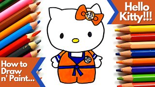 How to draw and paint Hello Kitty Goku Dragon Ball