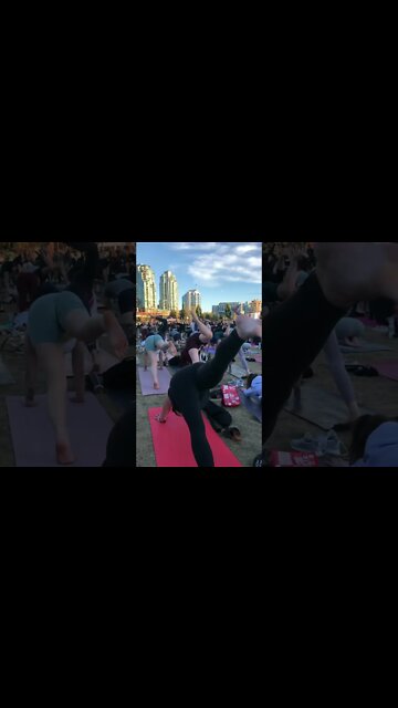 600 Person outdoor yoga session Vancouver