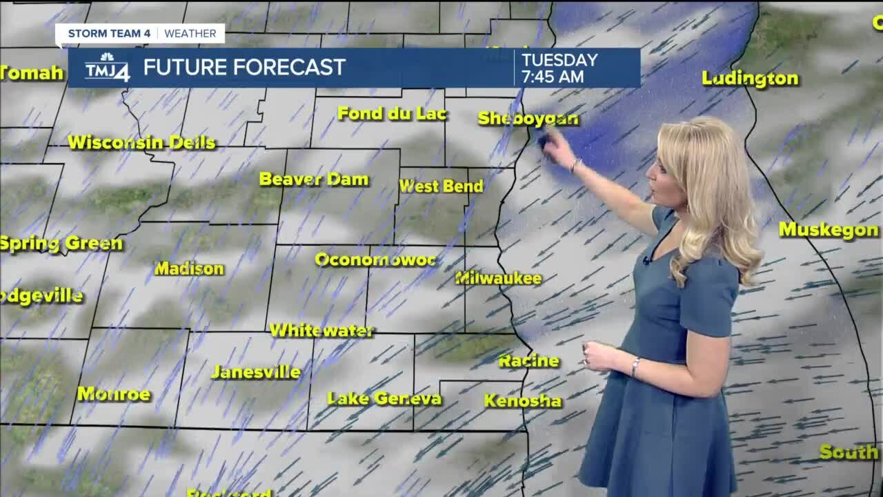 Sprinkles possible Tuesday, temps in the 50s