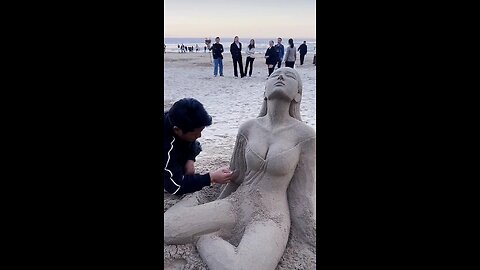 sand Art Beutiful garl sand statue