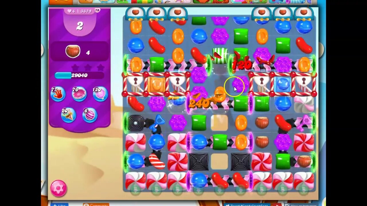 Candy Crush Level 3875 Talkthrough, 25 Moves 0 Boosters