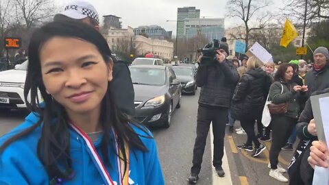 NHS workers line the street at Regents Park [POOR SOUND]