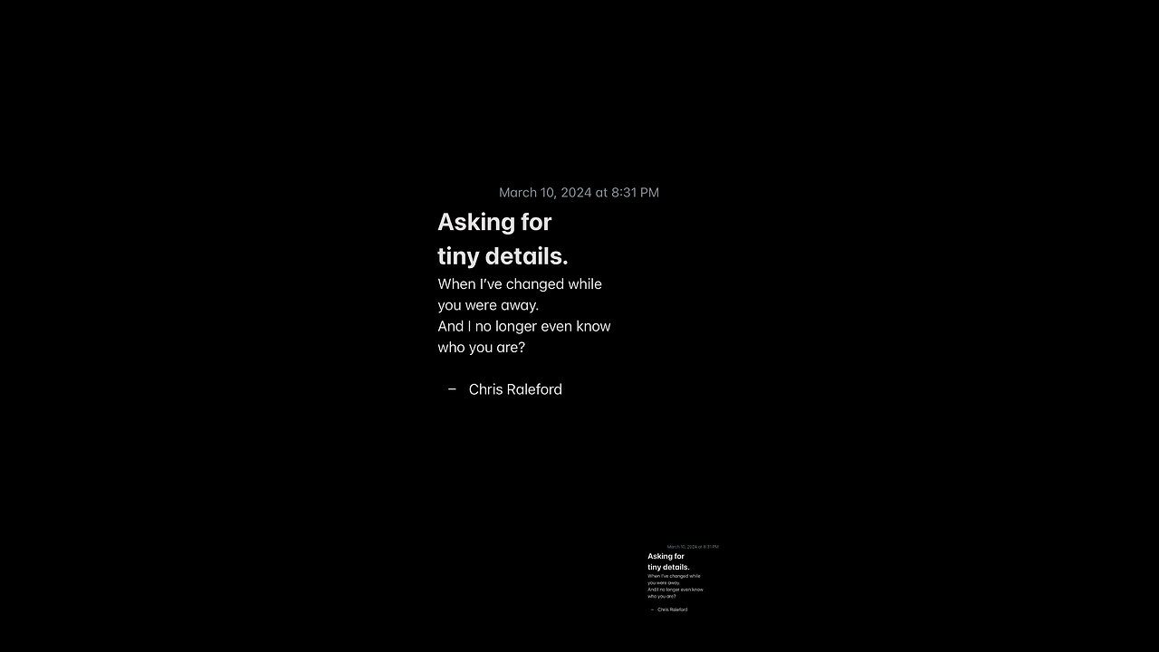 And I no longer even know who you are? - Chris Raleford