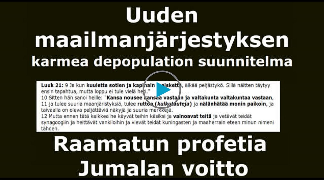 Uuden maailmanjärjestyksen karmea depopulation suunnitelma