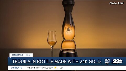 Tequila in bottle made from 24k gold