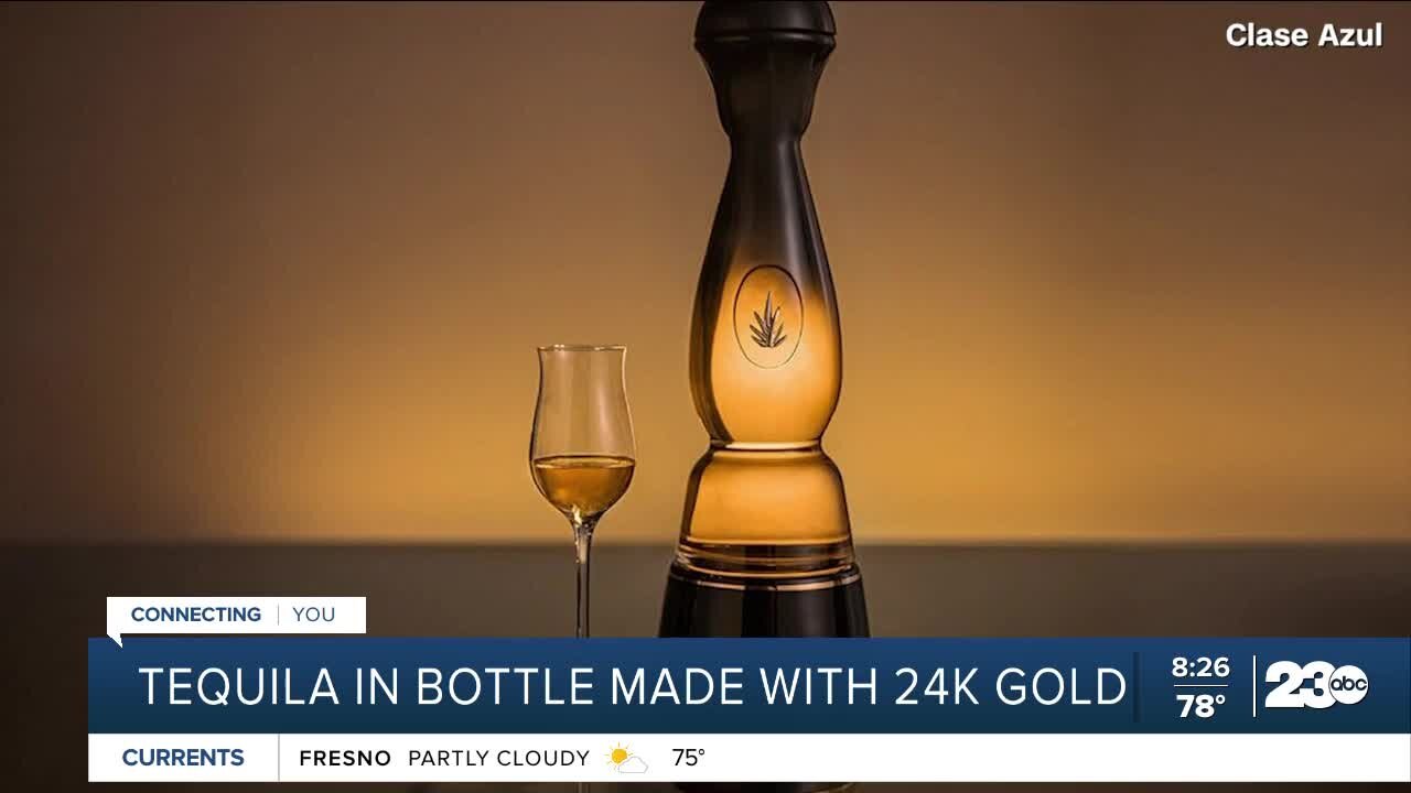 Tequila in bottle made from 24k gold