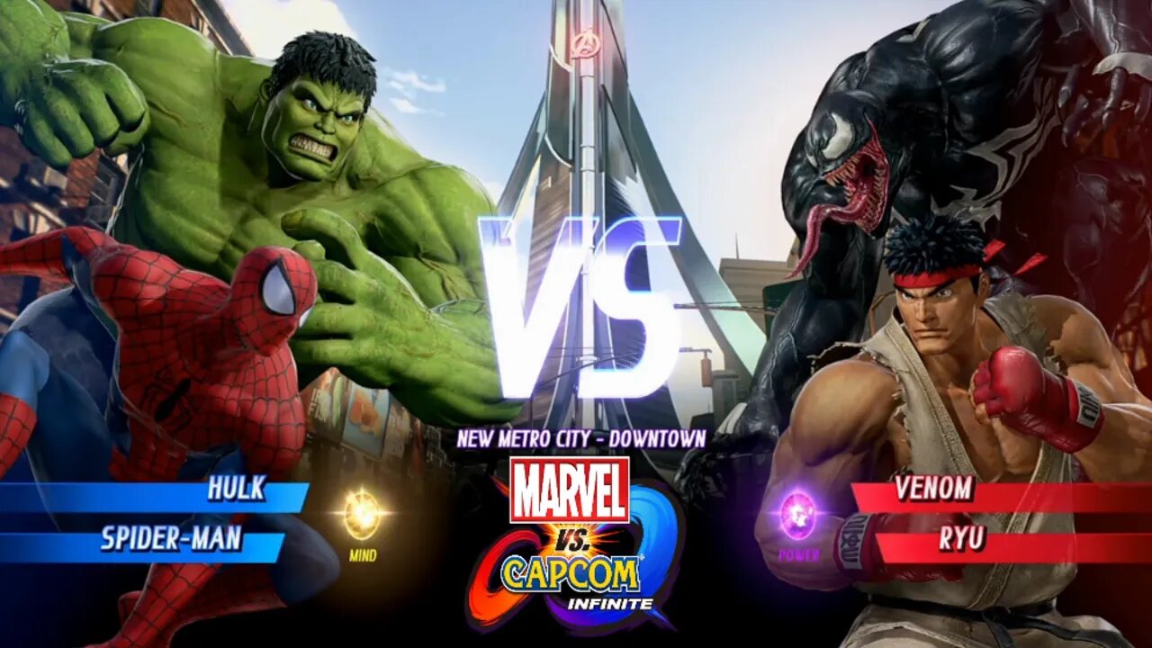 Hulk & Spider-man VS Venom & Ryu Marvel vs Capcom Infinite